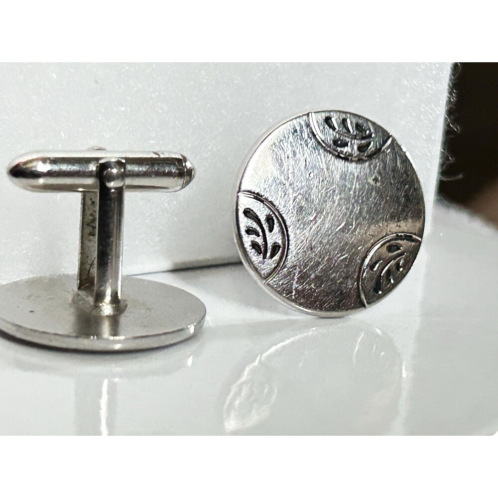 Swank Silver Engraved Cuff Link - Vintage